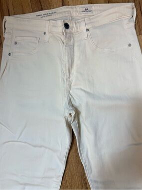 Ag Adriano Goldschmied White Farrah Ankle Seamless Skinny Jeans Ivory